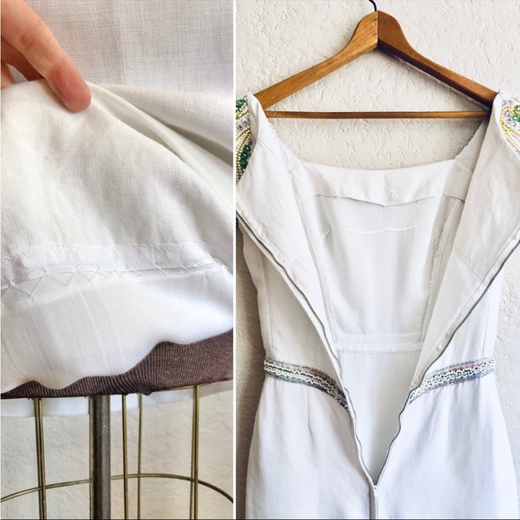 Vintage 1960’s Pat Sandler beaded white linen dress - Picture 10 of 10